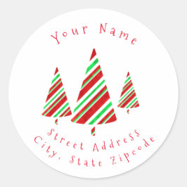 '赤い緑の水の色ストライプのの木'ラベル ラウンドシール