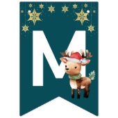 赤い緑の水の色トナカイメリークリスマスパーティー バンティングフラッグ (第1の旗)