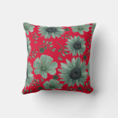 赤い緑の水色のフローラスクリプト クッション (裏面)