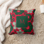 赤い緑の水色のフローラスクリプト クッション (ブランケット)