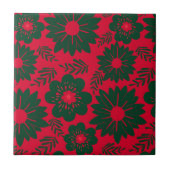 赤い緑の水色のフローラ タイル (正面)