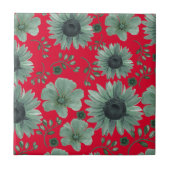 赤い緑の水色のフローラ タイル (正面)