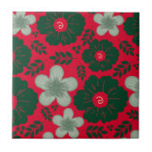 赤い緑の水色のフローラ タイル (正面)