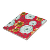 赤い緑の水色のフローラ タイル (側面)