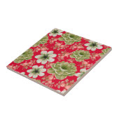 赤い緑の水色のフローラ タイル (側面)