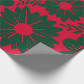 赤い緑の水色のフローラ ラッピングペーパー (角)