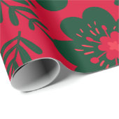 赤い緑の水色のフローラ ラッピングペーパー (ロールコーナー)