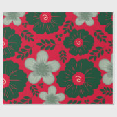赤い緑の水色のフローラ ラッピングペーパー (フラット)
