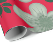 赤い緑の水色のフローラ ラッピングペーパー (ロールコーナー)