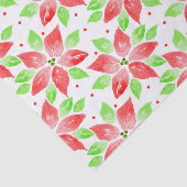 赤い緑の水色のポインセチア模様 薄葉紙 (詳細)