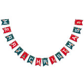 赤い緑の水色ベアーメリークリスマスパーティー バンティングフラッグ (全)