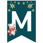 赤い緑の水色ベアーメリークリスマスパーティー バンティングフラッグ (第1の旗)