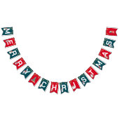 赤い緑の水色ペンギンメリークリスマスパーティー バンティングフラッグ (全)