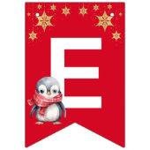 赤い緑の水色ペンギンメリークリスマスパーティー バンティングフラッグ (第2の旗)