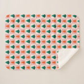 赤い緑の水色メリークリスマスツリーパターン シェルパブランケット (正面(横))