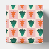 赤い緑の水色メリークリスマスツリーパターン フェイバーボックス (上部)