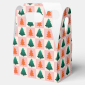 赤い緑の水色メリークリスマスツリーパターン フェイバーボックス (オープン)
