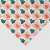 赤い緑の水色メリークリスマスツリーパターン 薄葉紙 (詳細)