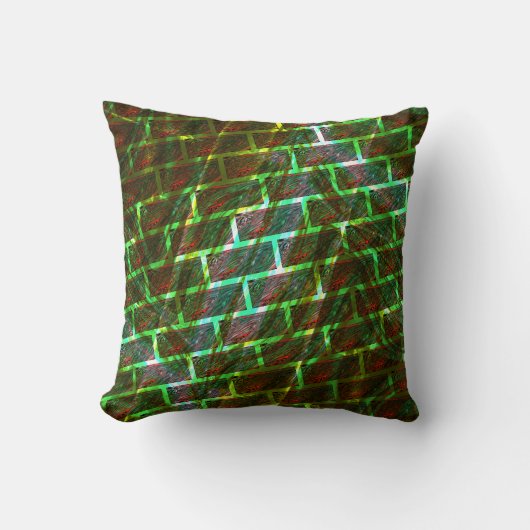 赤い緑の汚れ、傷、グリッドや壁の効果？ クッション (正面)