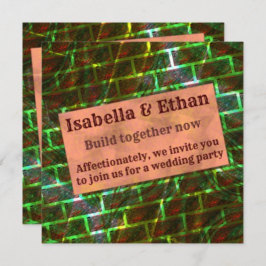 赤い緑の汚れ、傷、グレーチングまたは壁効果 招待状 (正面/裏面)