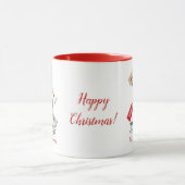 赤い緑の白いそりの家族の名前ハッピークリスマス マグカップ (中央)