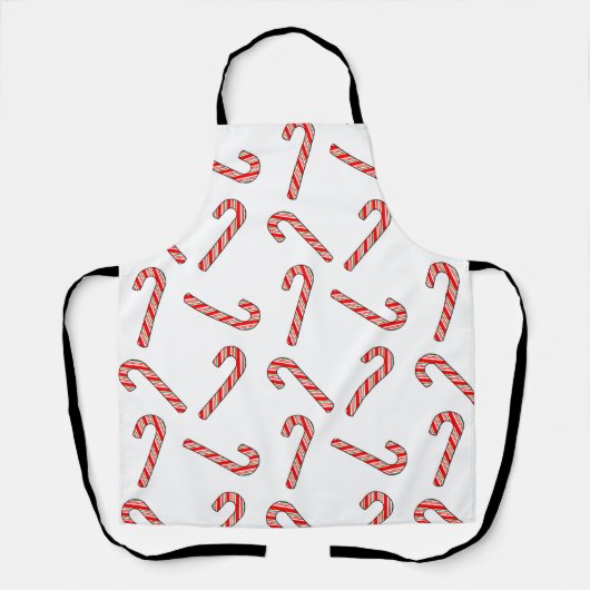 赤い緑の白いエプロンにキャンディーケーンのスケッチ エプロン (正面)