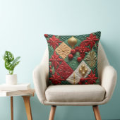 赤い緑の白いキルティングのクリスマスボールを見る クッション (椅子)