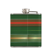 赤い緑の白いクリスマスのストライプ フラスク (裏面)