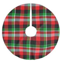 赤い緑の白いクリスマスプレッドパターン ブラッシュドポリエステルツリースカート