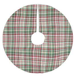 赤い緑の白いクリスマスプレッドパターン ブラッシュドポリエステルツリースカート