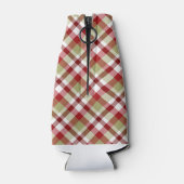 赤い緑の白いクリスマスプレッドパターン ボトルクーラー (裏面)