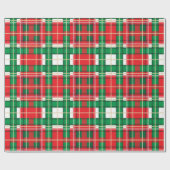赤い緑の白いクリスマスプレッドパターン ラッピングペーパー (フラット)