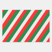 赤い緑の白いストライプ金ゴールド星 ラッピングペーパーシート (正面3)