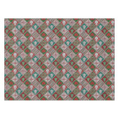 赤い緑の白いニットフェイククリスマスパターン テーブルクロス (正面(横))