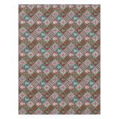 赤い緑の白いニットフェイククリスマスパターン テーブルクロス (正面)