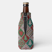 赤い緑の白いニットフェイククリスマスパターン ボトルクーラー (ボトル裏面)