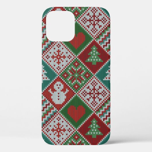 赤い緑の白いニットフェイククリスマスパターン Case-Mate iPhoneケース (裏面)