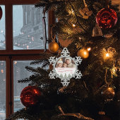 赤い緑の白い冬の木メリークリスマス スノーフレークピューターオーナメント