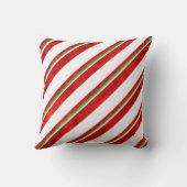 赤い緑の白い水の色キャンディーケインストライプズ クッション (裏面)