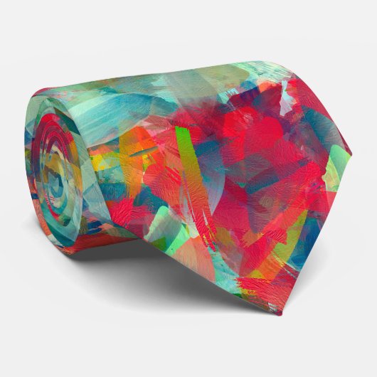 赤い緑の白い青い黄色の抽象化 ネクタイ (ロール)
