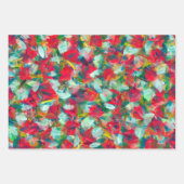 赤い緑の白い青い黄色の抽象化 ラッピングペーパーシート (正面)