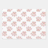 赤い緑の白のペパーミント渦巻犬の足 ラッピングペーパーシート (正面3)