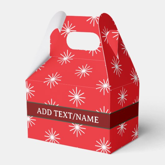 赤い緑の白の雪片パターン フェイバーボックス (正面サイド)