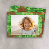 赤い緑の絞り染めとシンプルの写真と挨拶 シーズンカード