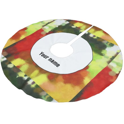 赤い緑の絵画 ブラッシュドポリエステルツリースカート (アングル)