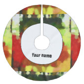 赤い緑の絵画 ブラッシュドポリエステルツリースカート (正面)