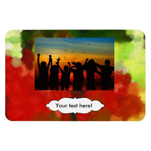 赤い緑の絵画 マグネット (横)