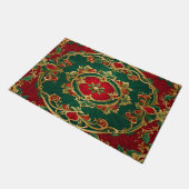 赤い緑の装飾クリスマスホリデーフォーマット ドアマット (アングル)