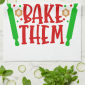 赤い緑の赤い緑のおもしろい花 キッチンタオル (折り畳み)