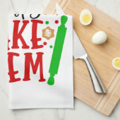 赤い緑の赤い緑のおもしろい花 キッチンタオル (四つ折り)